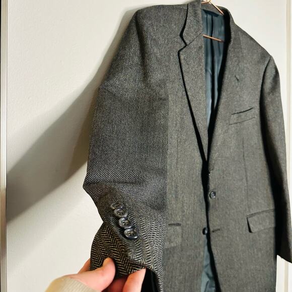 BURBERRY London Mens Gray Herringbone 44 Long Wool Silk Blend Blazer Size 44 - Picture 5 of 14